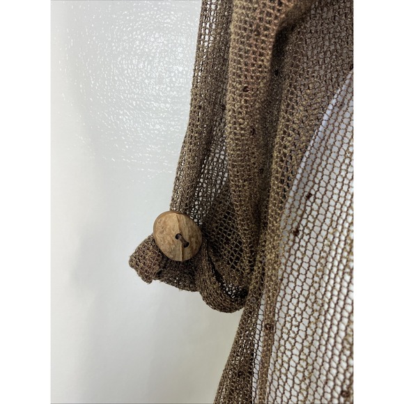 Krazy Kat Lagenlook Brown‎ Netted Bolero Cardigan Beach Oversized M Boho Cottage - Picture 8 of 11